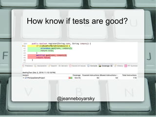 How know if tests are good?
@jeanneboyarsky
 