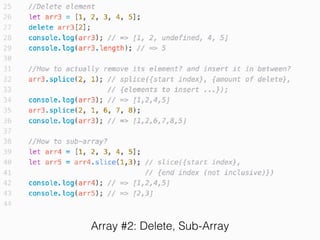 Array #2: Delete, Sub-Array
 