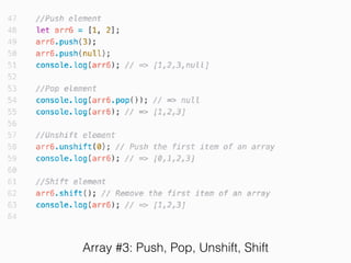 Array #3: Push, Pop, Unshift, Shift
 