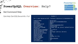 PowerUpSQL Overview: Help?
Get Command Help
Get-Help Get-SQLServerInfo -Full
 