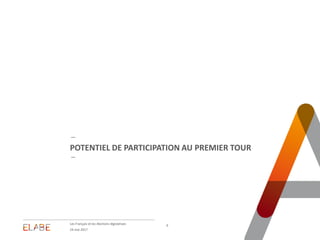 POTENTIEL DE PARTICIPATION AU PREMIER TOUR
Les Français et les élections législatives 6
24 mai 2017
 