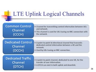 38
LTE Uplink Logical Channels
 