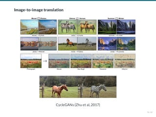 Image-to-image translation
CycleGANs (Zhu et al, 2017)
70 / 82
 