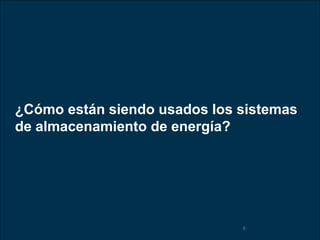 Confidential and Private © 2011 AES Energy Storage, All rights reserved.
5
¿Cómo están siendo usados los sistemas
de almacenamiento de energía?
 