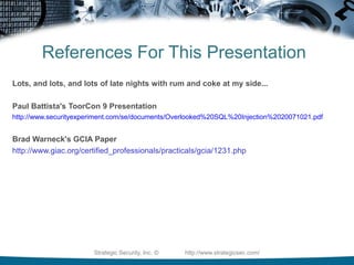 Dumping Admin PW – sorry DotNet DefenderStrategic Security, Inc. ©                http://www.strategicsec.com/