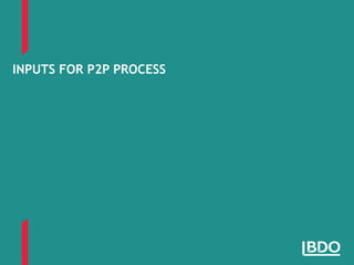 INPUTS FOR P2P PROCESS
 