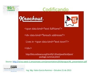 Codificando
Ing. Mg. Fabio García Ramírez – Octubre 21 de 2015
Source: http://s3-eu-west-1.amazonaws.com/presentations2014prague/45_presentation.pdf
 