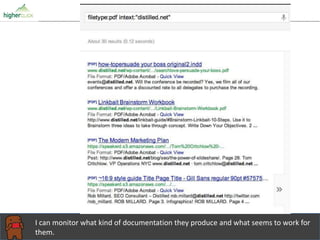 I can monitor what kind of documentation they produce and what seems to work for
them.
 