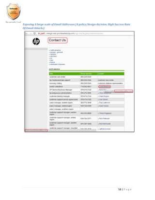 58 | P a g e
Exposing A large scale of Email Addresses (A policy/design decision, High Success Rate
Of Email Attacks)
 