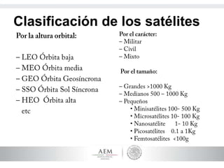 Clasificación de los satélites
 