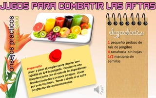 1 pequeño pedazo de
raíz de jengibre
4 zanahoria sin hojas
1/2 manzana sin
semillas
 
