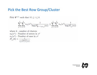 Pick the Best Row Group/Cluster




                                  Presentation for
                                         [CLIENT]
 