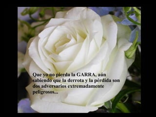 Que yo no pierda la GARRA, aún sabiendo que la derrota y la pérdida son dos adversarios extremadamente peligrosos... 