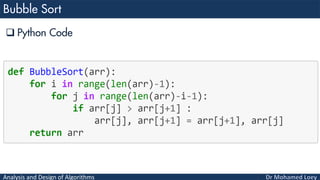 Analysis and Design of Algorithms
 Python Code
 