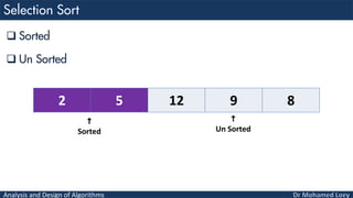 Analysis and Design of Algorithms
 Sorted
 Un Sorted
2 5 12 9 8

Sorted

Un Sorted
 