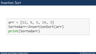 Analysis and Design of Algorithms
 