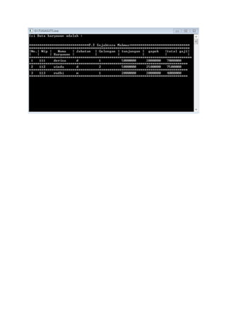 Algoritma pemrograman 2 - Contoh program"Struct Data Karyawan"
