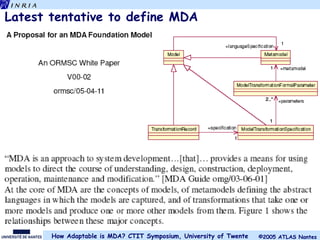 Latest tentative to define MDA 