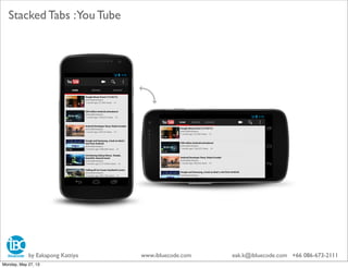 Stacked Tabs :You Tube
by Eakapong Kattiya www.ibluecode.com eak.k@ibluecode.com +66 086-673-2111
Monday, May 27, 13
 