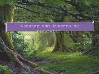 Naganap ang kuwento sa
kagubatan.
 