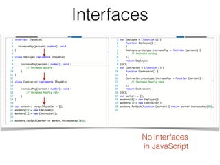 Interfaces
No interfaces
in JavaScript
 