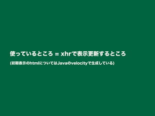 使っているところ = xhrで表示更新するところ
(初期表示のhtmlについてはJavaのvelocityで生成している)
 