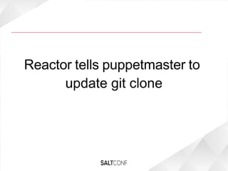 Reactor tells puppetmaster to
update git clone
 