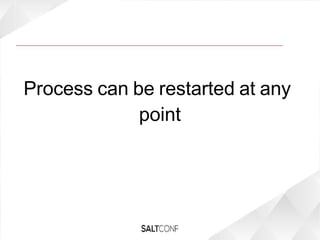 Process can be restarted at any
point
 