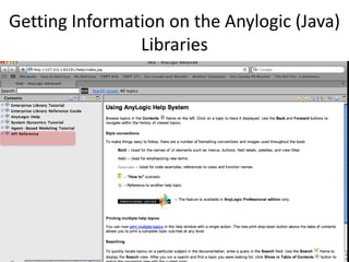 Getting Information on the Anylogic (Java)
Libraries
 