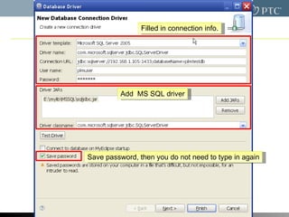 Filled in connection info. Add  MS SQL driver Save password, then you do not need to type in again 
