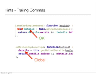 Hints - Trailing Commas




                           OK




                         Global


Mittwoch, 18. April 12
 