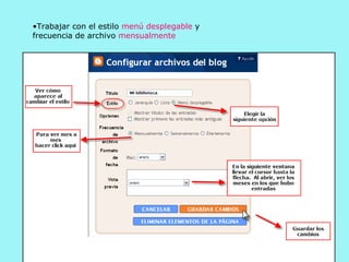 Trabajar con el  estilo  menú desplegable  y  frecuencia de archivo  mensualmente 