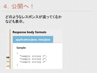 ４．公開へ！
どのようなレスポンスが返ってくるか
なども表示。
 