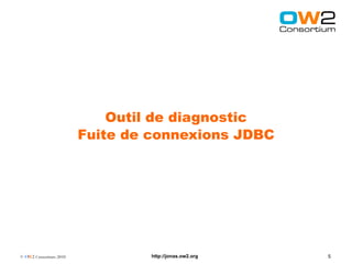 Outil de diagnostic
                        Fuite de connexions JDBC




© OW2 Consortium 2010            http://jonas.ow2.org   5
 