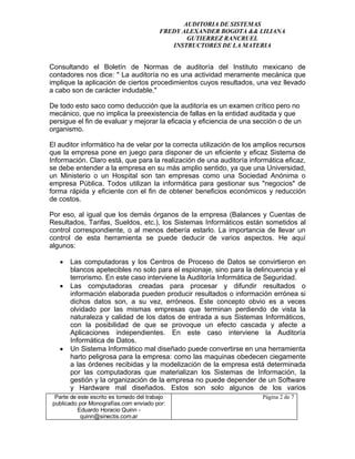 Auditoria De Sistemas Introduccion