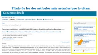 Título de los dos artículos más actuales que lo citan:
 