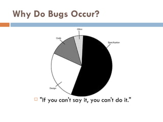 Why Do Bugs Occur? &quot;If you can't say it, you can't do it.&quot;  