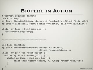 BioPerl: Developming Open Source Software