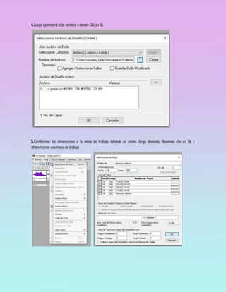 4.Luego aparecerá esta ventana y damos Clic en Ok.
5.Cambiamos las dimensiones a la mesa de trabajo dándole un ancho, largo deseado. Hacemos clic en Ok y
obtendremos una mesa de trabajo.
 