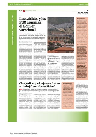 BOLETÍN INFORMATIVO NÚMEROV FEBRERO 2019
BOLETÍN INFORMATIVO DE NUEVA CANARIAS
MÁSACTIVIDADPARLAMENTARIA
 