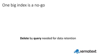 One	big	index	is	a	no-go
Delete by	query needed	for	data	retention
 
