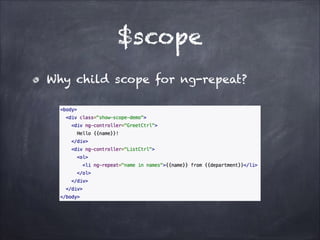 $scope
Why child scope for ng-repeat?

 