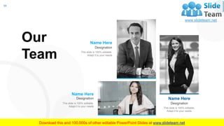 Name Here
Designation
This slide is 100% editable.
Adapt it to your needs
Name Here
Designation
This slide is 100% editable.
Adapt it to your needs
Our
Team
Name Here
Designation
This slide is 100% editable.
Adapt it to your needs
59
 
