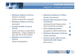 CulturaItalia - Il Contributo dell’ICCU a CulturaItalia