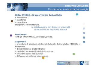 CulturaItalia - Il Contributo dell’ICCU a CulturaItalia