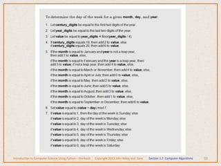 50
Introduction to Computer Science Using Python – Dierbach Copyright 2013 John Wiley and Sons Section 1.2 Computer Algorithms
 