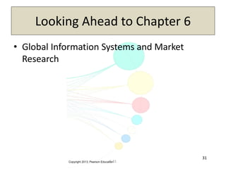 Copyright 2013, Pearson Education5-31
31
Looking Ahead to Chapter 6
• Global Information Systems and Market
Research
 