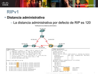 7© 2007 Cisco Systems, Inc. Todos los derechos reservados. Cisco Public
RIPv1
 Distancia administrativa
– La distancia administrativa por defecto de RIP es 120
 