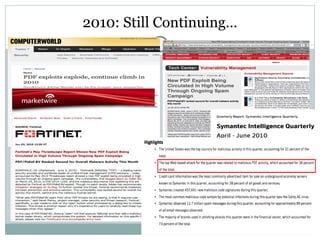 2010: Still Continuing… 