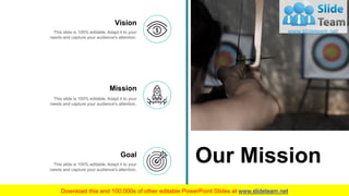 Our Mission
Mission
This slide is 100% editable. Adapt it to your
needs and capture your audience's attention.
Goal
This slide is 100% editable. Adapt it to your
needs and capture your audience's attention.
Vision
This slide is 100% editable. Adapt it to your
needs and capture your audience's attention.
29
 